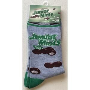 Junior Mints Novelty Crew Socks Adult Shoe Size Men 8-12 Women 9-14 NWT
